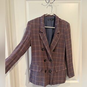 Zara Women's Plaid Blazer - Purple